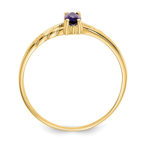 10k Polished 6x3mm Marquise Genuine February/ Amethyst Birthstone Ring