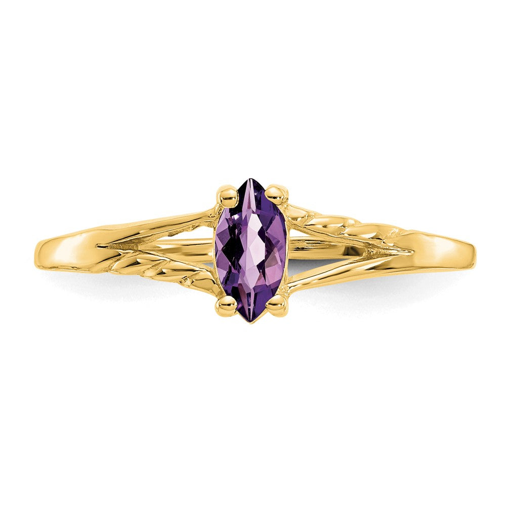 10k Polished 6x3mm Marquise Genuine February/ Amethyst Birthstone Ring