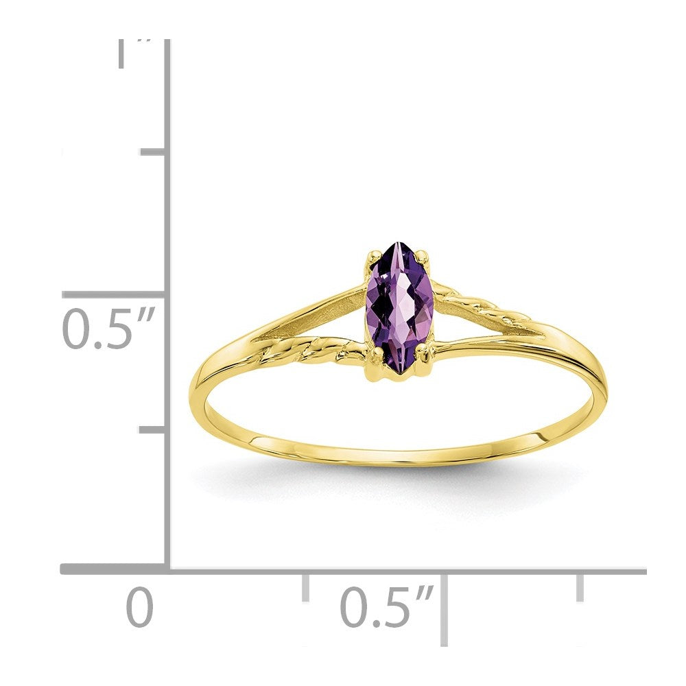 10k Polished 6x3mm Marquise Genuine February/ Amethyst Birthstone Ring