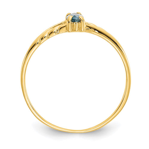 10k Polished 6x3mm Marquise Genuine March/ Aquamarine Birthstone Ring