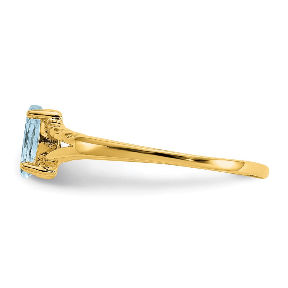 10k Polished 6x3mm Marquise Genuine March/ Aquamarine Birthstone Ring