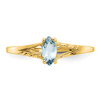 10k Polished 6x3mm Marquise Genuine March/ Aquamarine Birthstone Ring