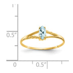10k Polished 6x3mm Marquise Genuine March/ Aquamarine Birthstone Ring