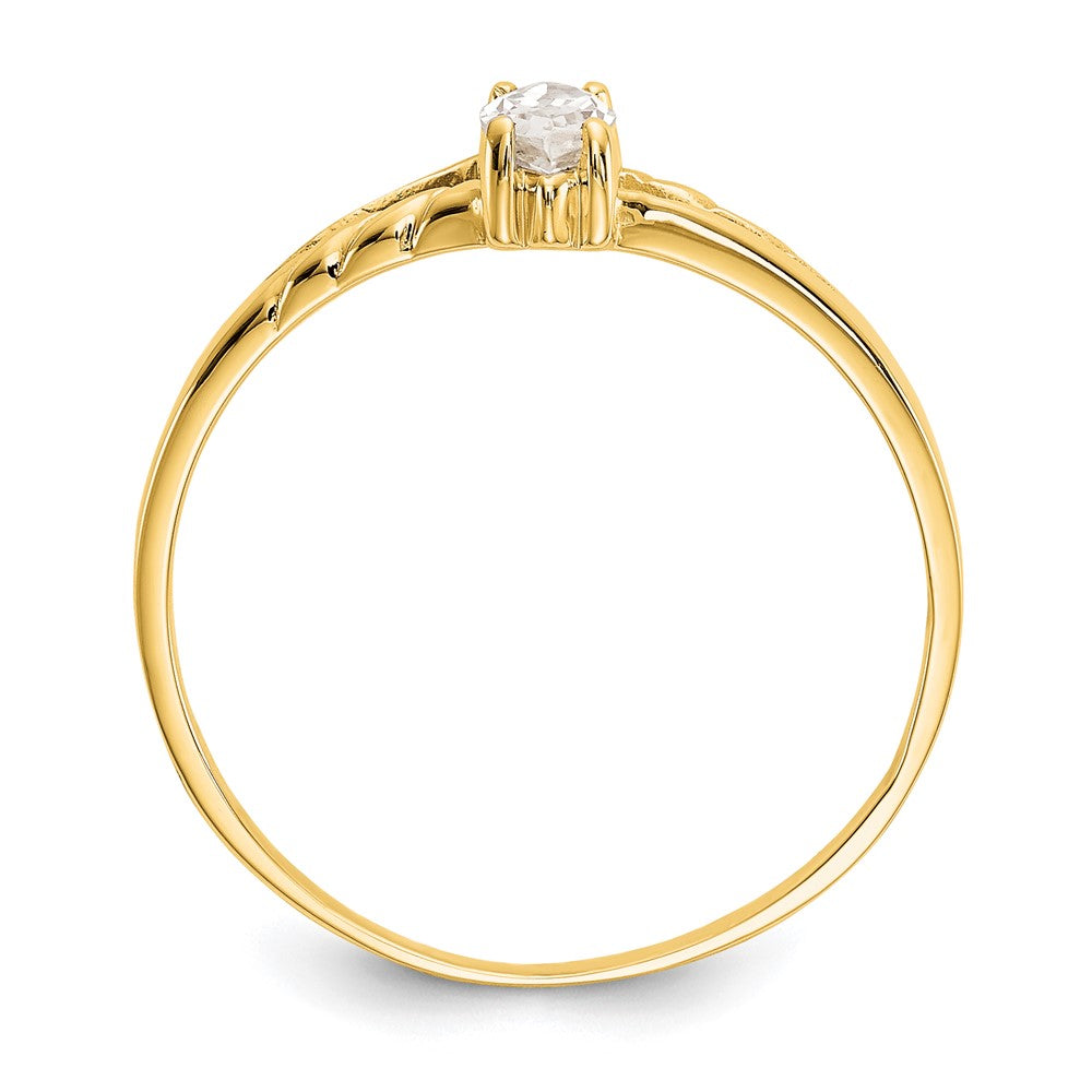 10k Polished 6x3mm Marquise Genuine April/ White Topaz Birthstone Ring