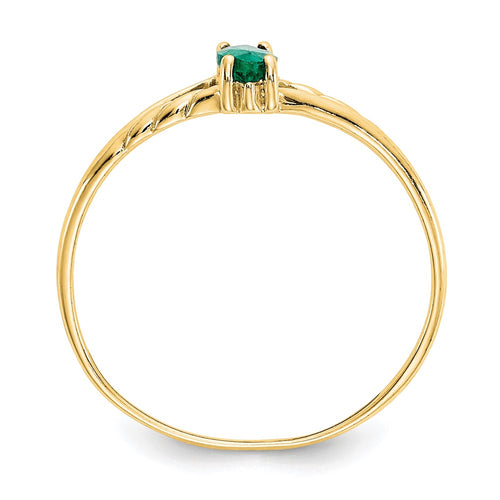 10k Polished 6x3mm Marquise Genuine May/ Emerald Birthstone Ring