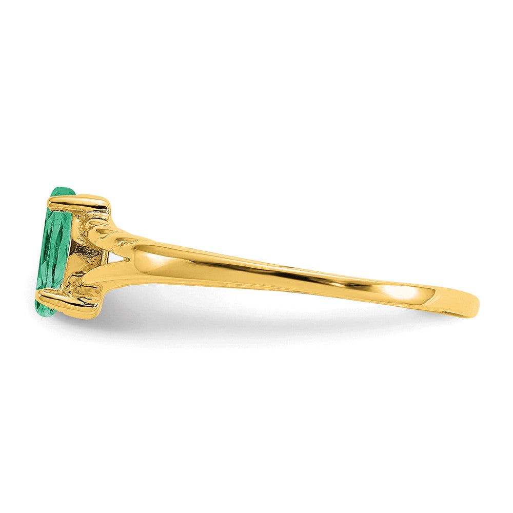 10k Polished 6x3mm Marquise Genuine May/ Emerald Birthstone Ring