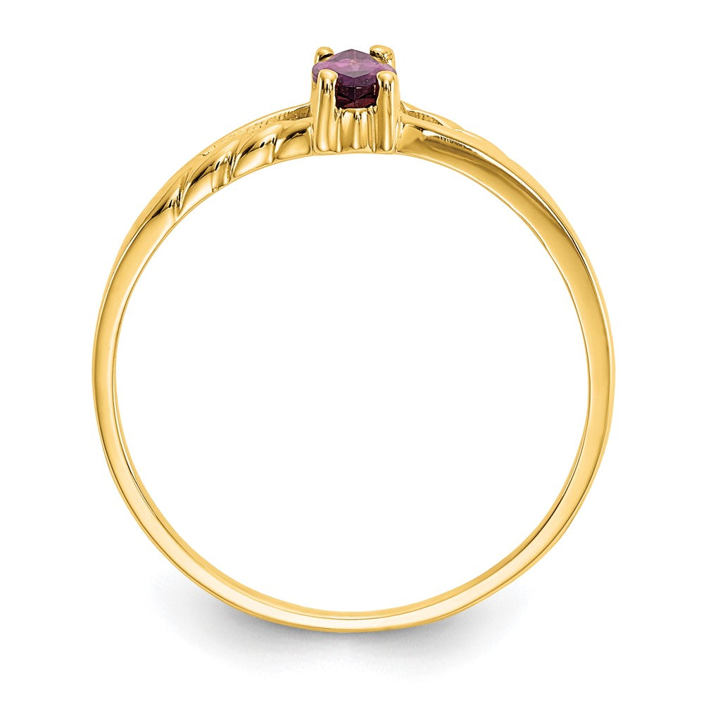 10k Polished 6x3mm Marquise Genuine June/ Rhodolite Garnet Birthstone Ring