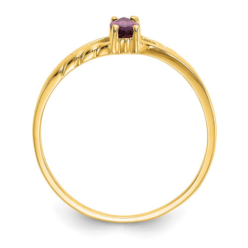 10k Polished 6x3mm Marquise Genuine June/ Rhodolite Garnet Birthstone Ring
