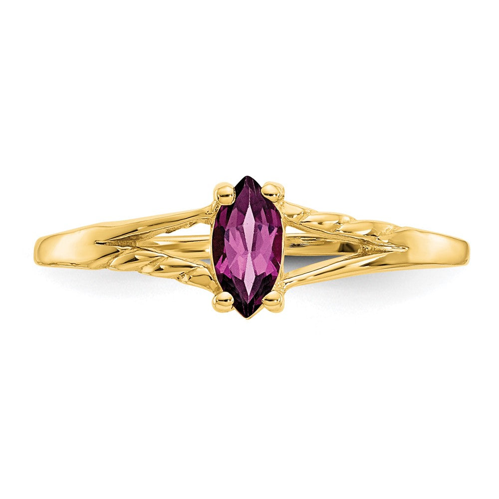 10k Polished 6x3mm Marquise Genuine June/ Rhodolite Garnet Birthstone Ring