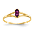 10k Polished 6x3mm Marquise Genuine June/ Rhodolite Garnet Birthstone Ring