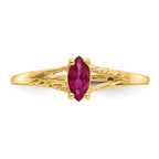 10k Polished 6x3mm Marquise Genuine July/ Ruby Birthstone Ring