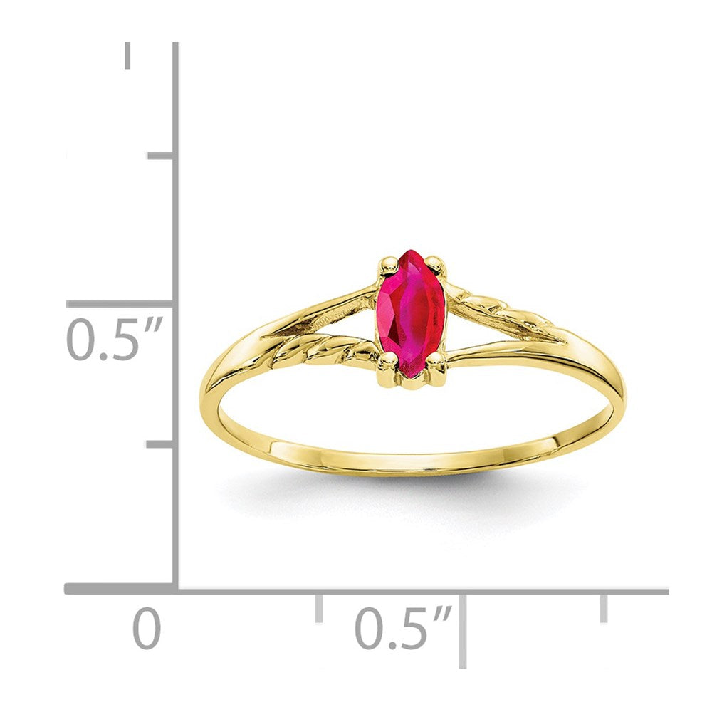 10k Polished 6x3mm Marquise Genuine July/ Ruby Birthstone Ring
