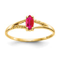 10k Polished 6x3mm Marquise Genuine July/ Ruby Birthstone Ring
