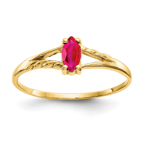 10k Polished 6x3mm Marquise Genuine July/ Ruby Birthstone Ring