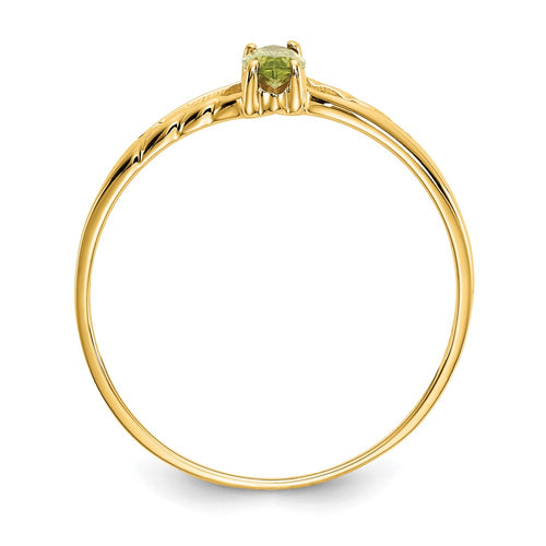 10k Polished 6x3mm Marquise Genuine August/ Peridot Birthstone Ring