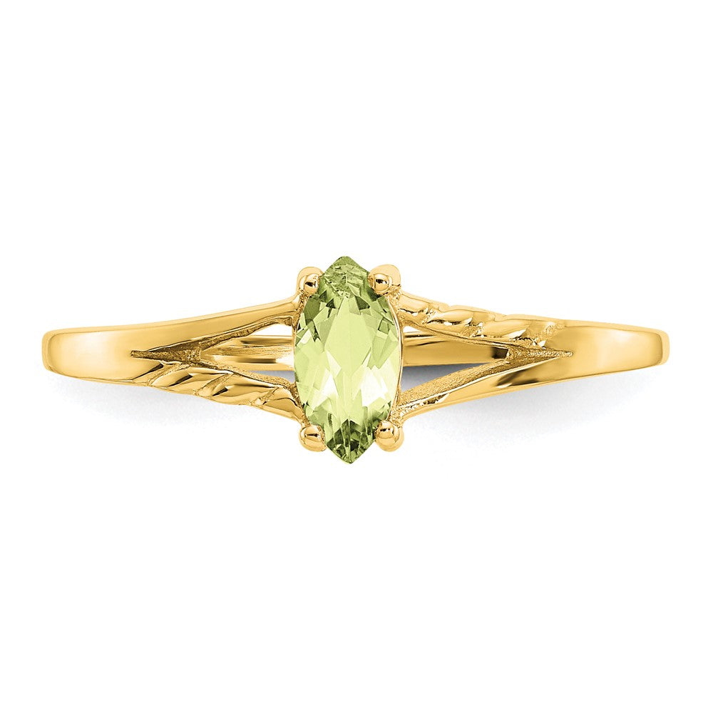 10k Polished 6x3mm Marquise Genuine August/ Peridot Birthstone Ring