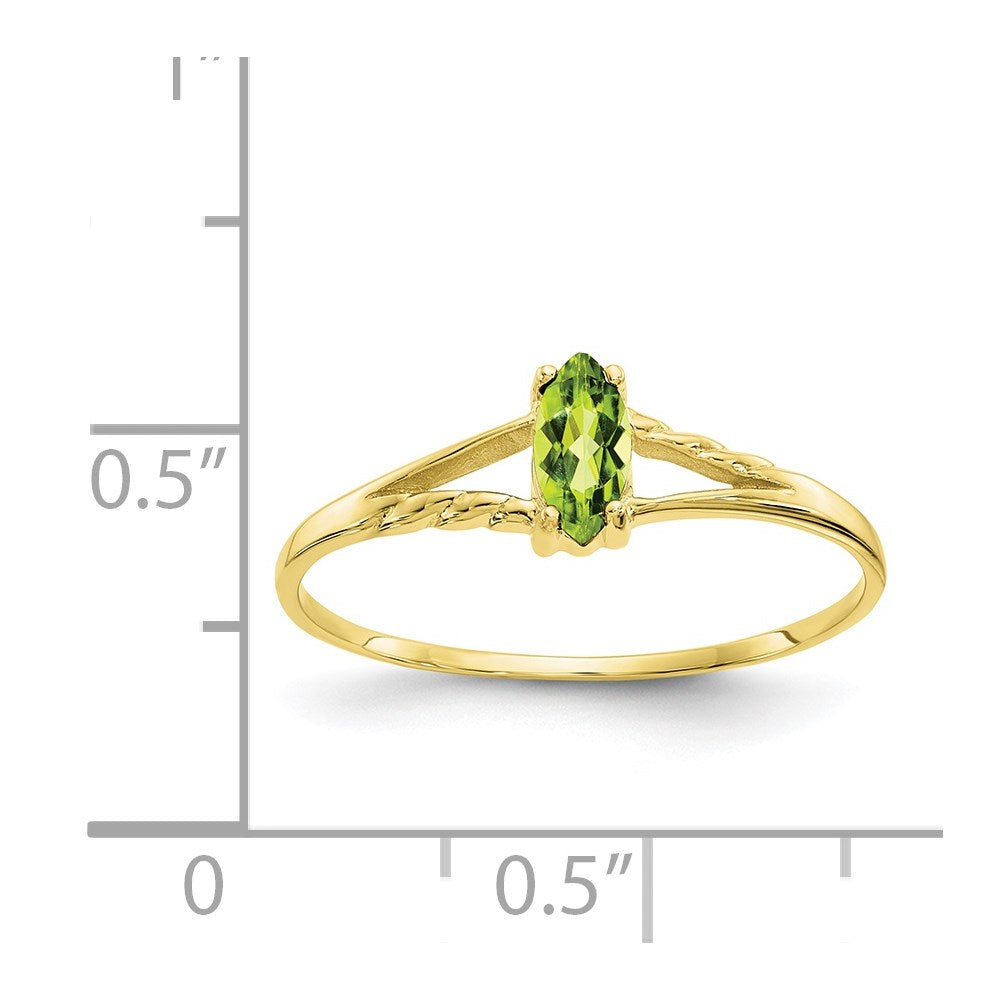 10k Polished 6x3mm Marquise Genuine August/ Peridot Birthstone Ring