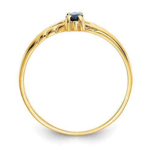 10k Polished 6x3mm Marquise Genuine September/ Sapphire Birthstone Ring