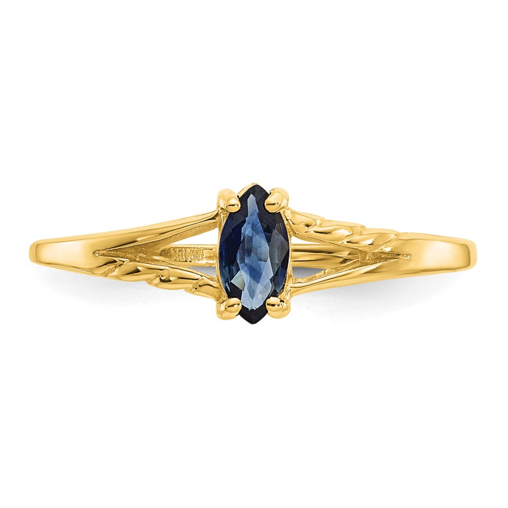 10k Polished 6x3mm Marquise Genuine September/ Sapphire Birthstone Ring