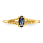 10k Polished 6x3mm Marquise Genuine September/ Sapphire Birthstone Ring