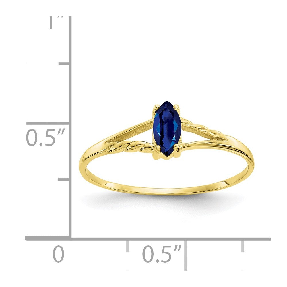 10k Polished 6x3mm Marquise Genuine September/ Sapphire Birthstone Ring