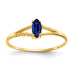 10k Polished 6x3mm Marquise Genuine September/ Sapphire Birthstone Ring