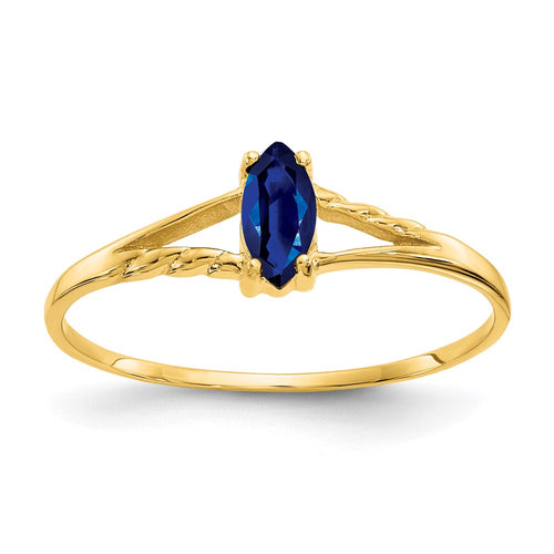 10k Polished 6x3mm Marquise Genuine September/ Sapphire Birthstone Ring