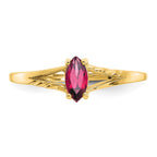 10k Polished 6x3mm Marquise Genuine October/ Pink Tourmaline Birthstone Ring