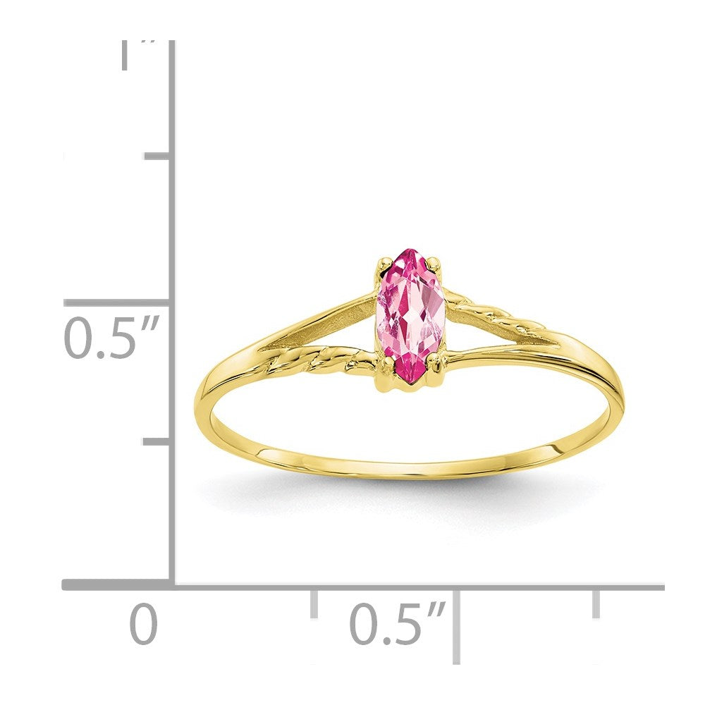 10k Polished 6x3mm Marquise Genuine October/ Pink Tourmaline Birthstone Ring