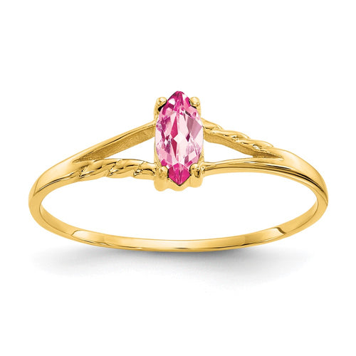 10k Polished 6x3mm Marquise Genuine October/ Pink Tourmaline Birthstone Ring