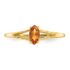 10k Polished 6x3mm Marquise Genuine November/ Citrine Birthstone Ring