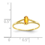 10k Polished 6x3mm Marquise Genuine November/ Citrine Birthstone Ring