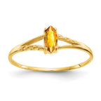 10k Polished 6x3mm Marquise Genuine November/ Citrine Birthstone Ring
