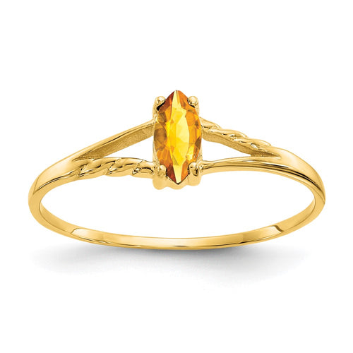 10k Polished 6x3mm Marquise Genuine November/ Citrine Birthstone Ring