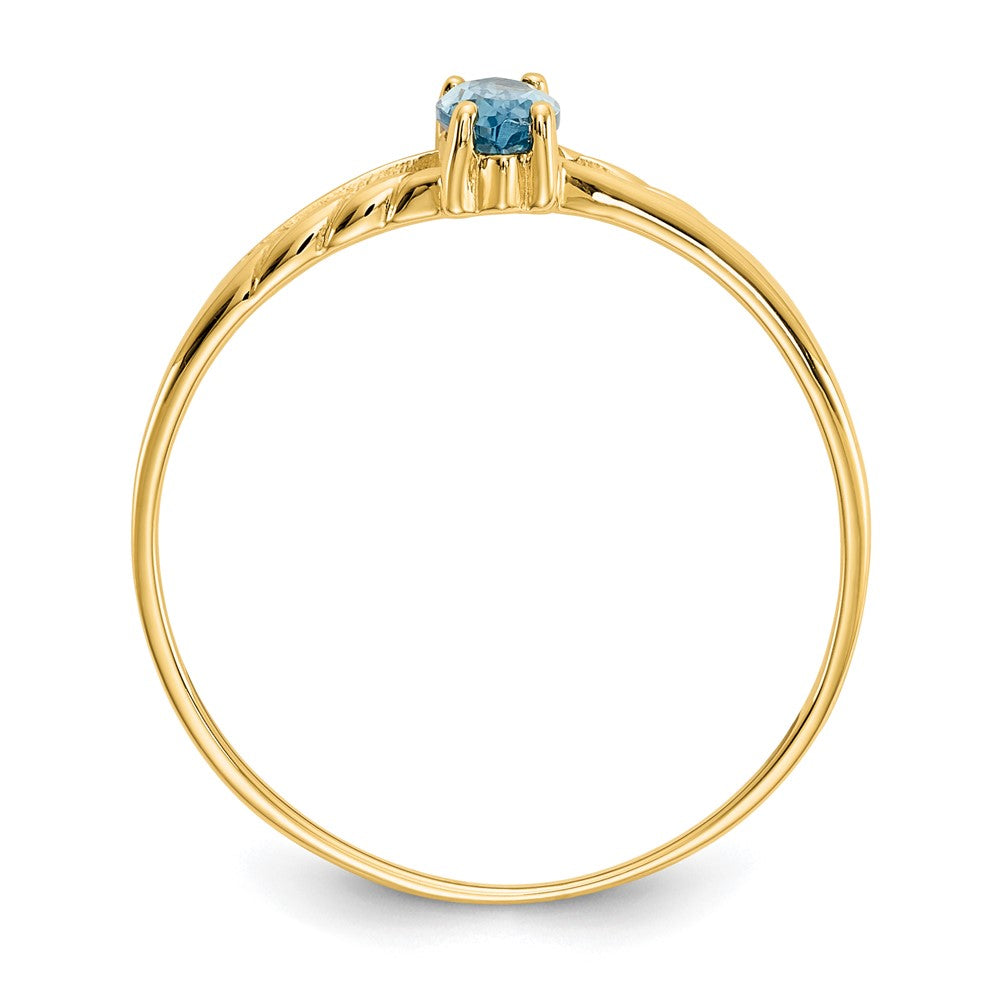10k Polished 6x3mm Marquise Genuine December/ Blue Topaz Birthstone Ring
