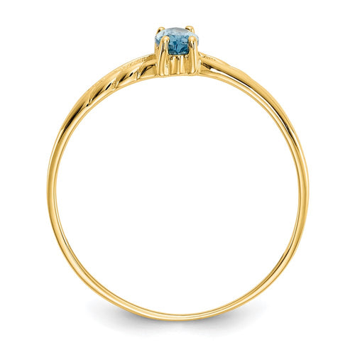10k Polished 6x3mm Marquise Genuine December/ Blue Topaz Birthstone Ring