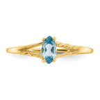 10k Polished 6x3mm Marquise Genuine December/ Blue Topaz Birthstone Ring