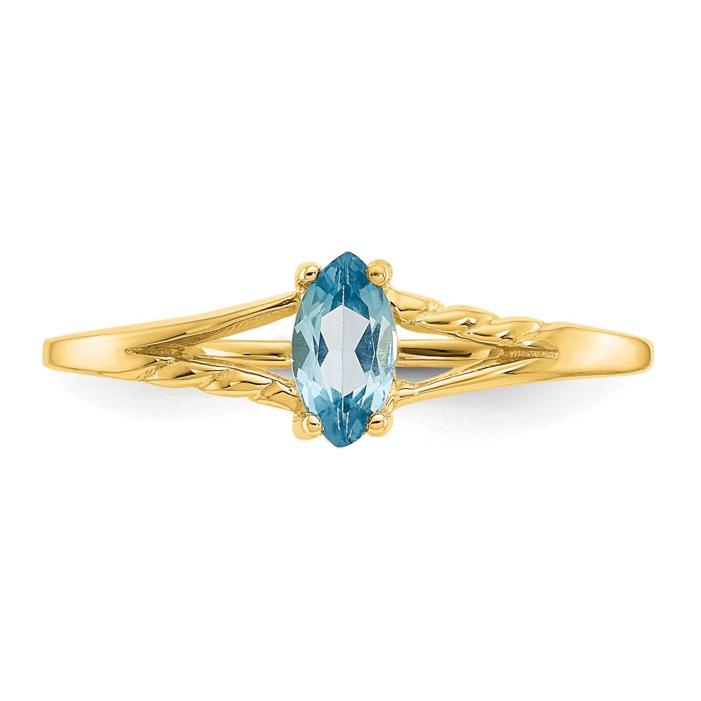 10k Polished 6x3mm Marquise Genuine December/ Blue Topaz Birthstone Ring