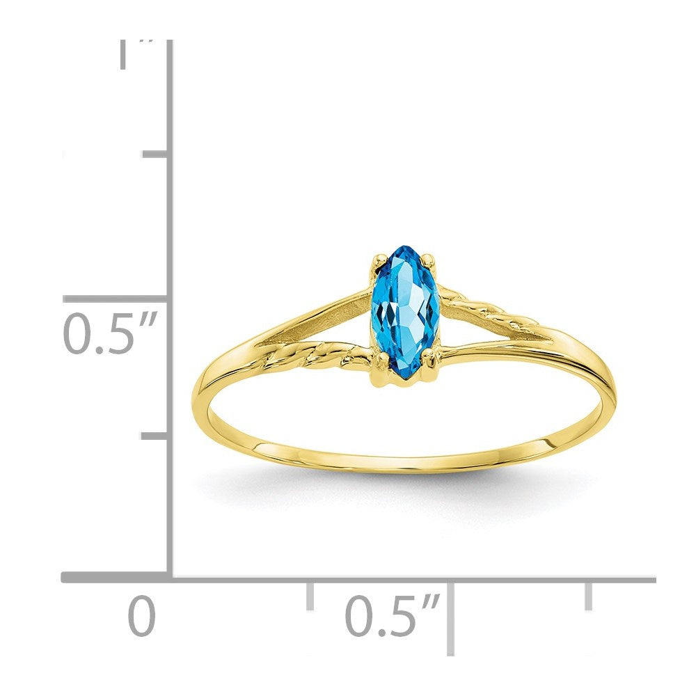 10k Polished 6x3mm Marquise Genuine December/ Blue Topaz Birthstone Ring