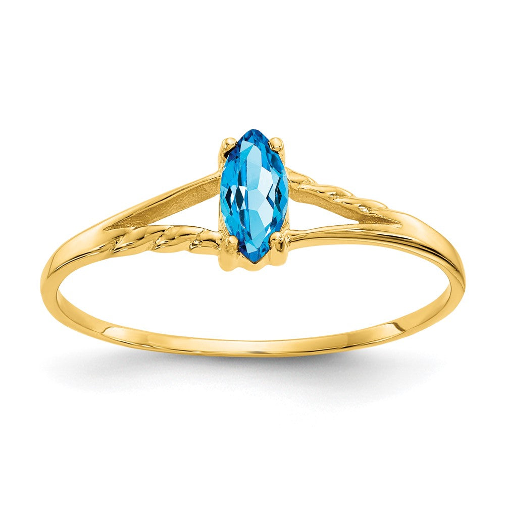 10k Polished 6x3mm Marquise Genuine December/ Blue Topaz Birthstone Ring