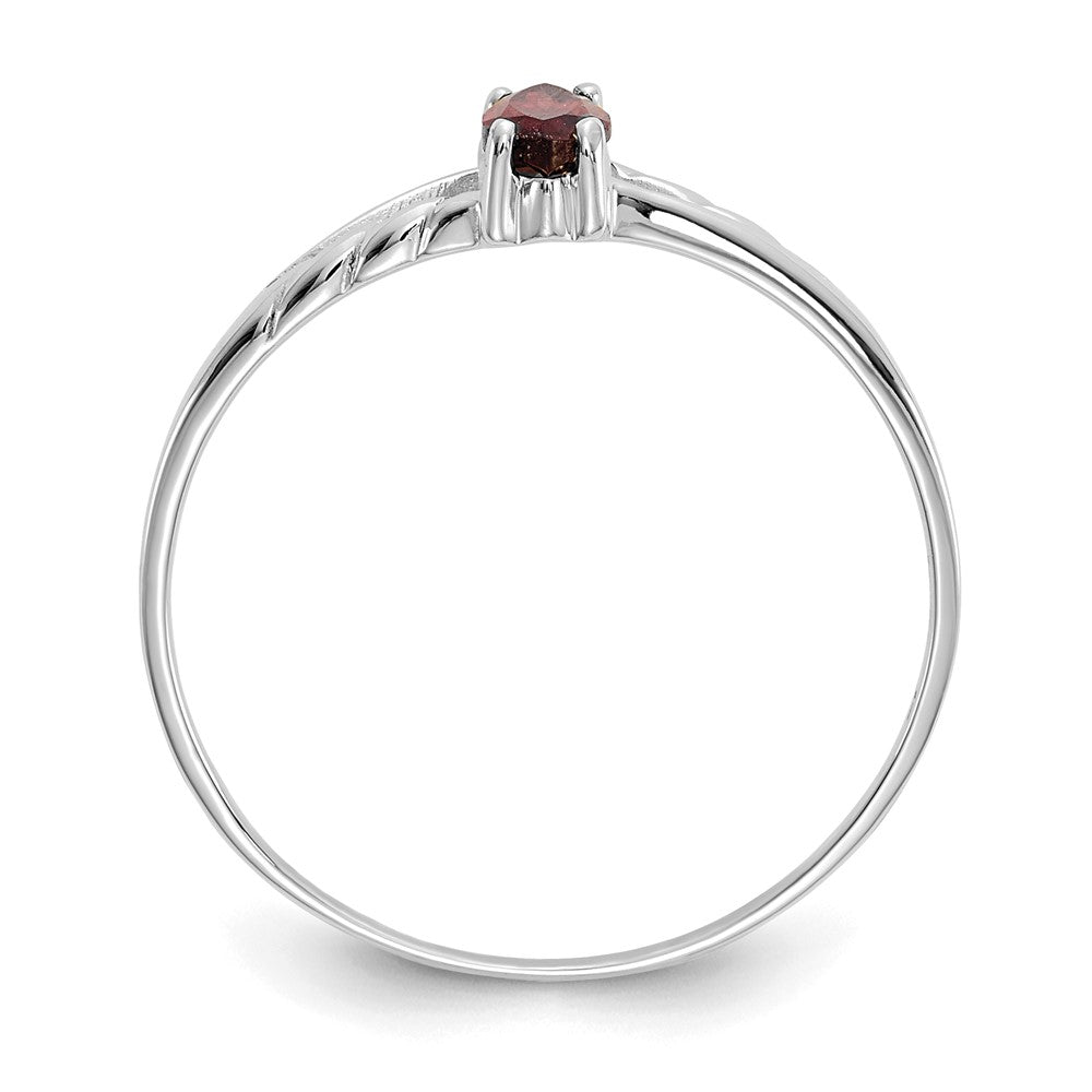10k White Gold Polished 6x3mm Marquise Genuine January/ Garnet Birthstone Ring