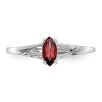 10k White Gold Polished 6x3mm Marquise Genuine January/ Garnet Birthstone Ring