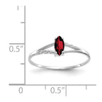 10k White Gold Polished 6x3mm Marquise Genuine January/ Garnet Birthstone Ring