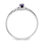 10k White Gold Polished 6x3mm Marquise Genuine February/ Amethyst Birthstone Ring