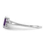 10k White Gold Polished 6x3mm Marquise Genuine February/ Amethyst Birthstone Ring