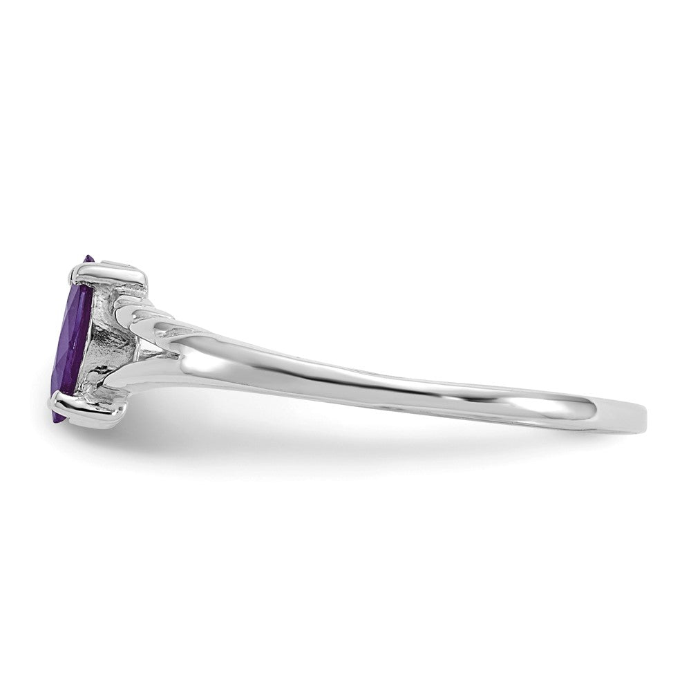 10k White Gold Polished 6x3mm Marquise Genuine February/ Amethyst Birthstone Ring