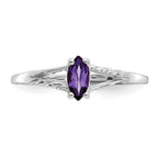 10k White Gold Polished 6x3mm Marquise Genuine February/ Amethyst Birthstone Ring