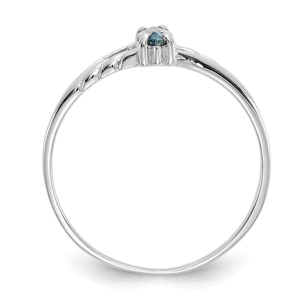10k White Gold Polished 6x3mm Marquise Genuine March/ Aquamarine Birthstone Ring