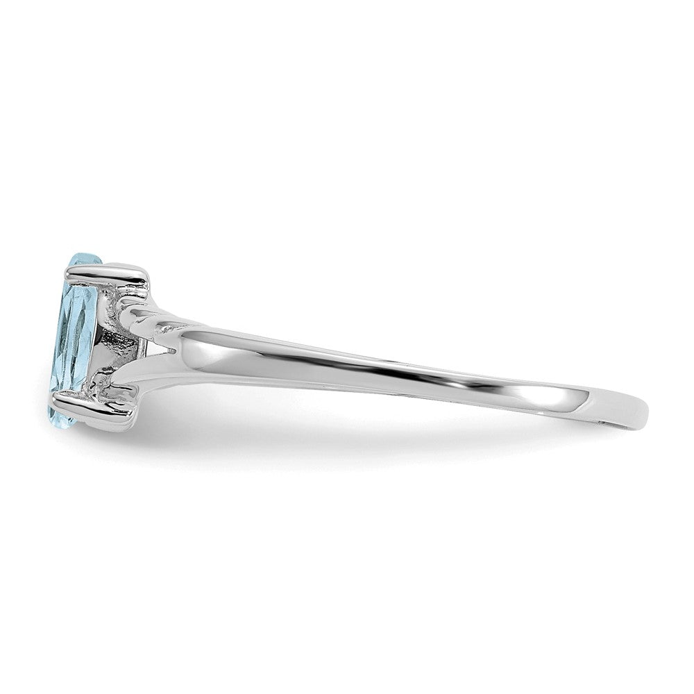 10k White Gold Polished 6x3mm Marquise Genuine March/ Aquamarine Birthstone Ring