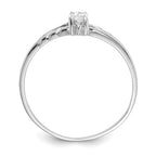 10k White Gold Polished 6x3mm Marquise Genuine April/ White Topaz Birthstone Ring